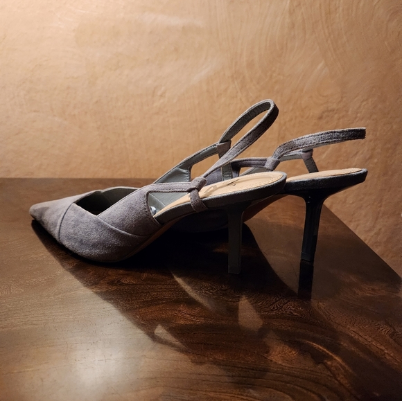 ZARA Blue Suede Slingback Heels 7.5 - Picture 5 of 10
